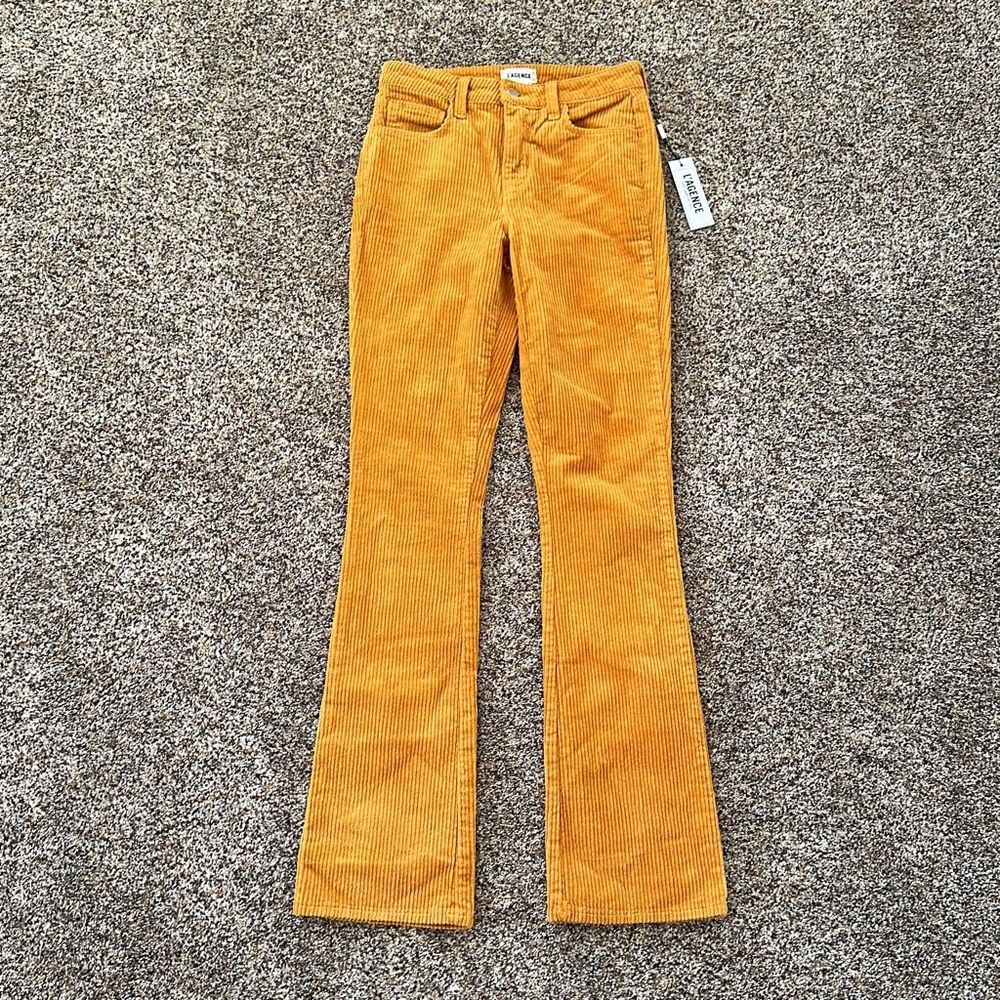 L'agence Oriana High-Rise Straight Corduroy Pants Size 25 in Mustard Yellow